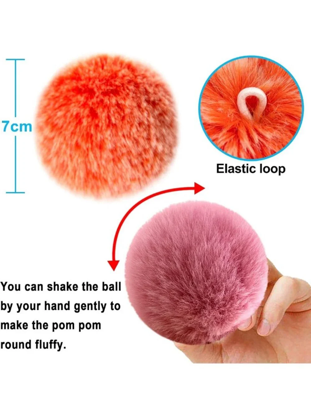 Fluffy Pom Pom Keychain Set - 160 Colorful Faux Fur Balls with Tassels